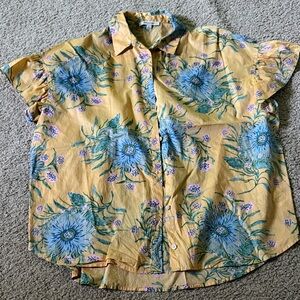 Madewell Yellow Floral Button-Up Blouse